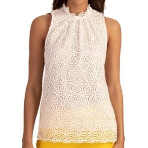 Trina Turk Ocean breeze crochet pattern sleeveless blouse Sz S